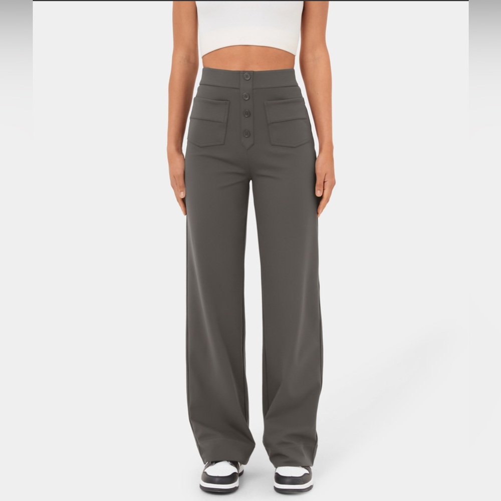High waisted straight leg casual pants